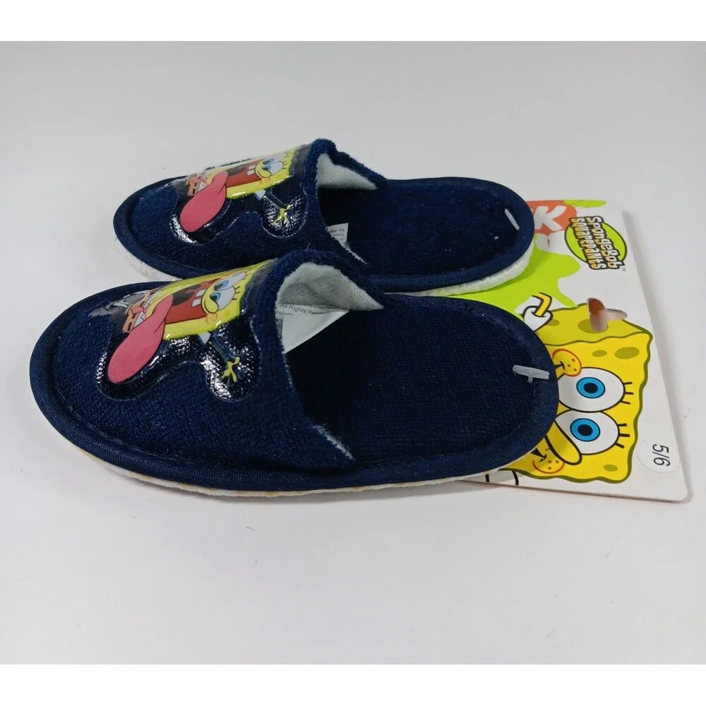 Nickelodeon Nick Jr Toddler Boys Girls Spongebob Slippers 5/6 Navy Blue NWT 2005